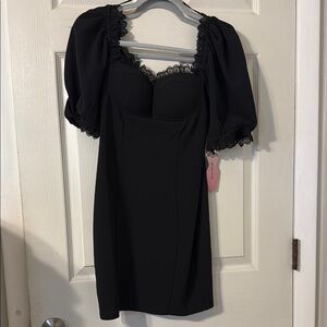 Elegant Black Dress with Lace Detail